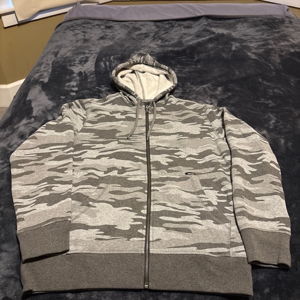 Men's Gray Retro Amplify Camo Zip-Up Hoodie NWOT